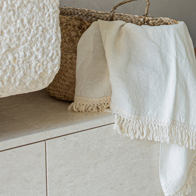 Luxusní lněné ručníky Once Milano, Romein concept store, Lněné ručníky, minimalistické doplňky do koupelny, koupelnové doplňky