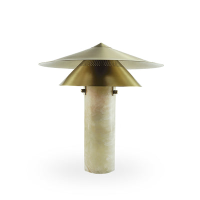 designová stolní lampa z Onyxu a mosazi od Hein studio, designové osvětlení do baráku, luxusní doplňky 