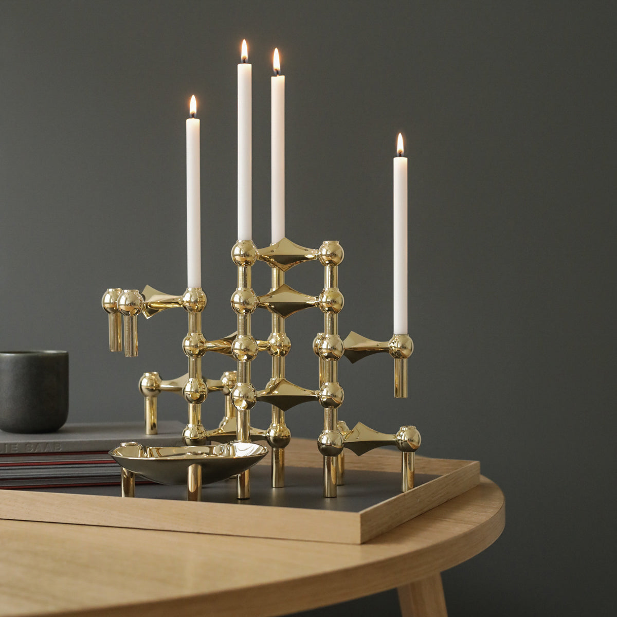 luxusní zlatý svícen, Stojan na svíčky Stoff Nagel, luxusní doplňky do interiéru, milky, romein concept store
